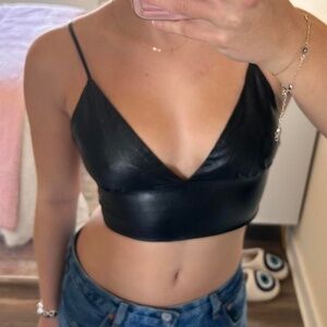 Pitaya leather cropped tank top, Size S